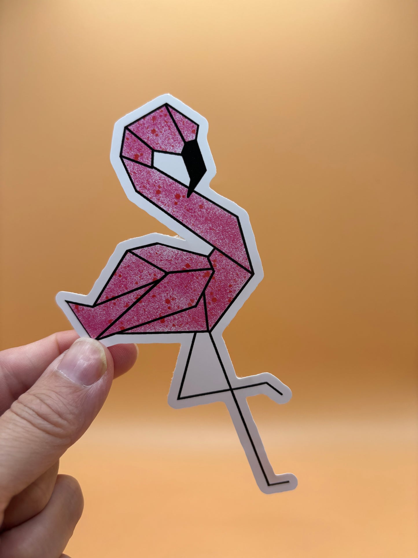 Origami Flamingo Sticker