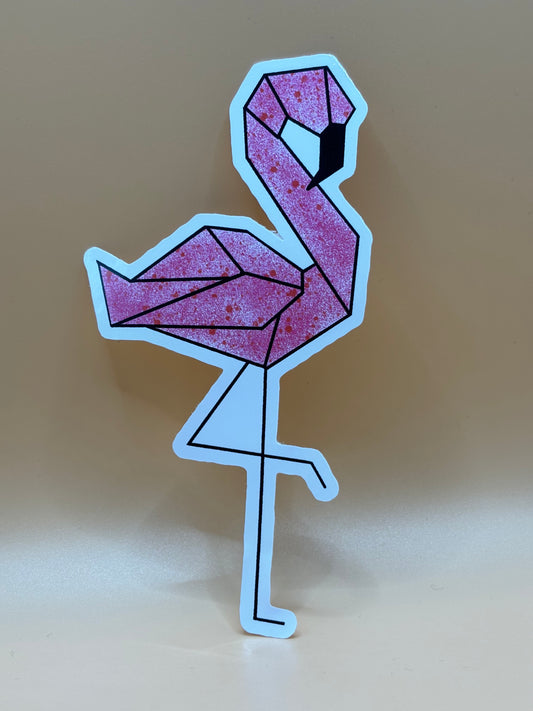 Origami Flamingo Sticker