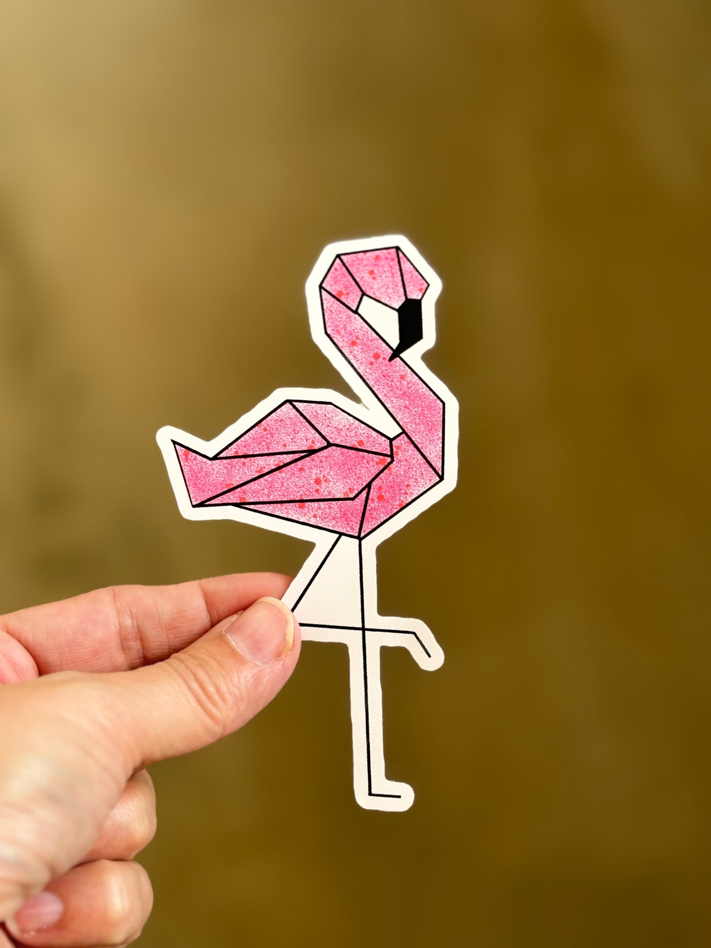 Origami Flamingo Sticker