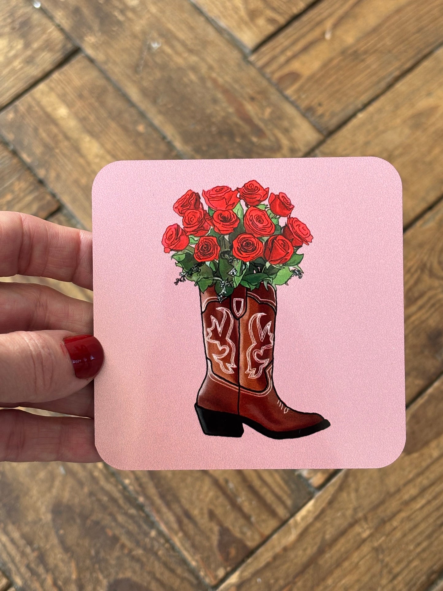 Rose Cowboy Bootanical Coaster